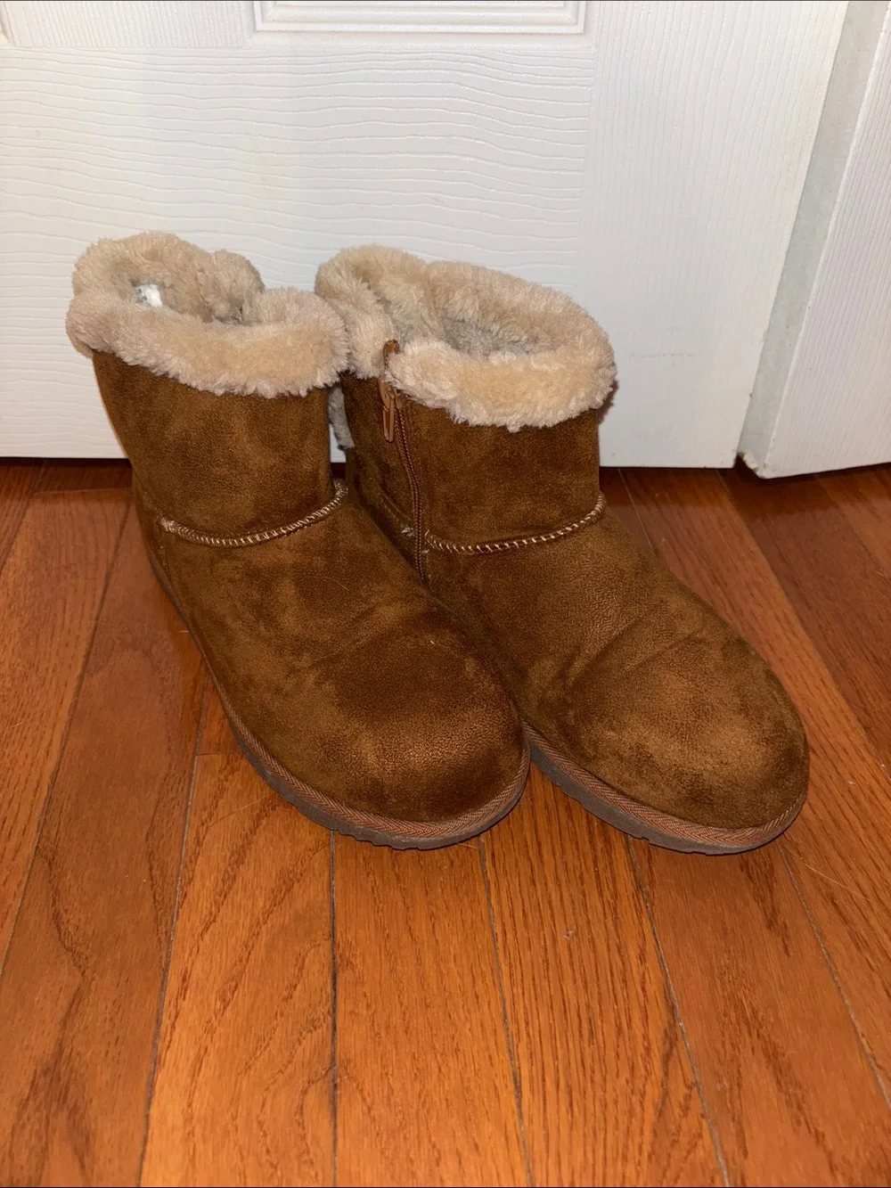 Hot Cakes Kids Brown Suede Shearling-Lined Ankle Boots